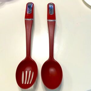 Kitchen aid set of 2 deep slotted and cooking spoon for nonstick.